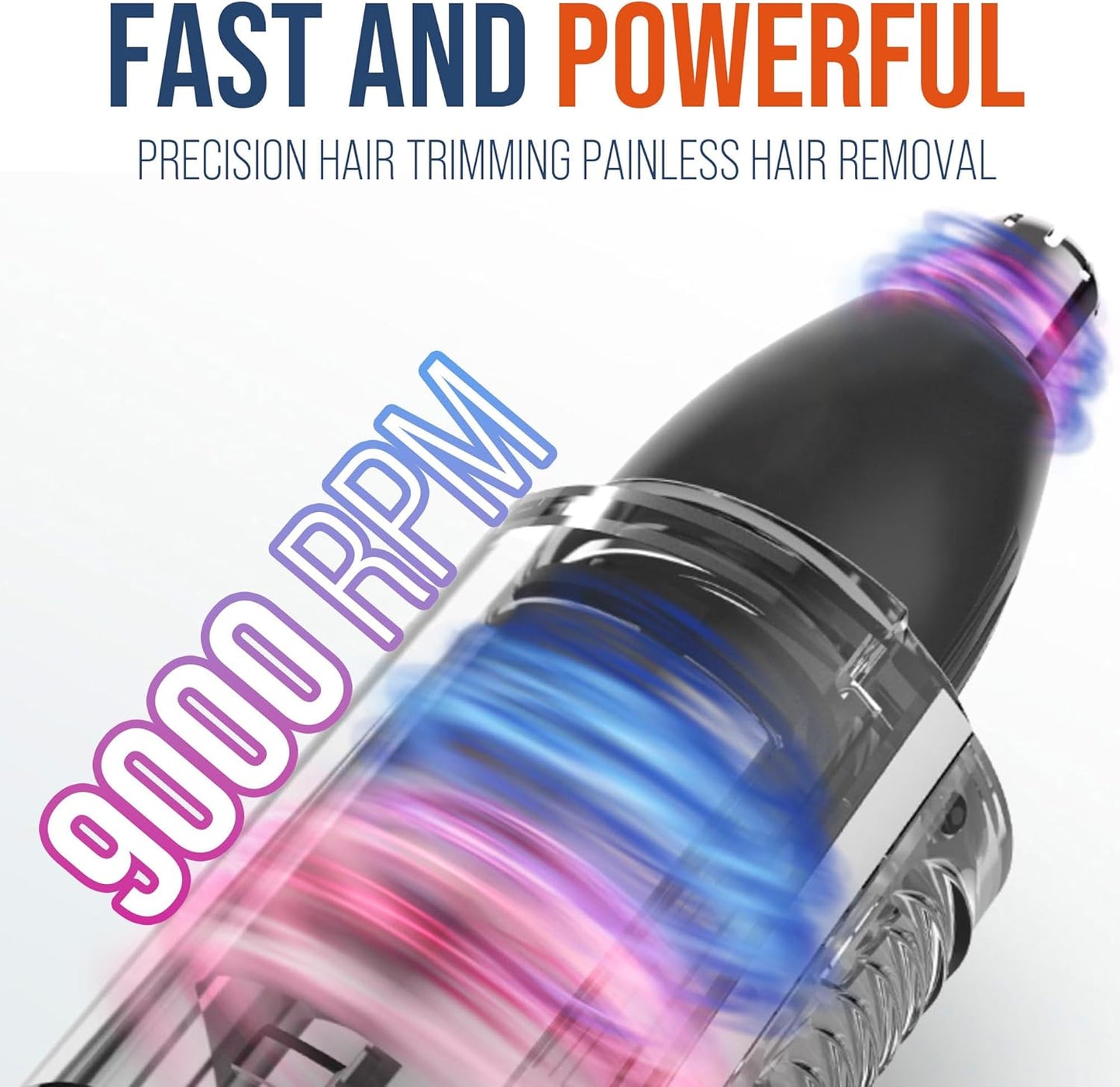 7AM2M PersonalCare Electric Nose and Ear Hair Trimmer – Rechargeable, 9000 RPM High-Speed Precision Cutting, Detachable Washable Blade, Portable Design Black