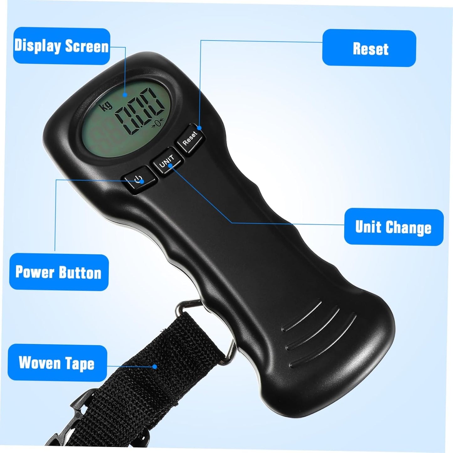 Ultra-Portable Backlit LCD Display Scale Luggage Weight Scale for Travel Compact Battery Included