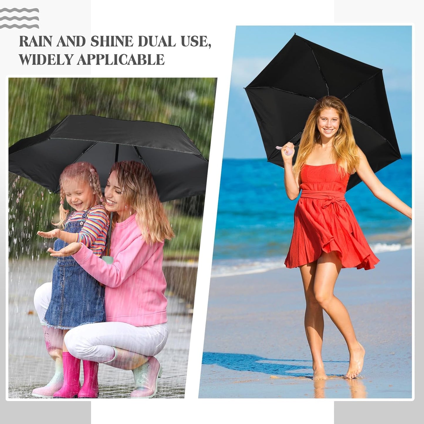 Sweetude 12 Pcs Travel Mini Umbrellas for Purse Bulk Folding Compact Lightweight Windproof UV Pocket Collapsible Umbrella for Kids Backpack Rain Wedding Party Women Girls