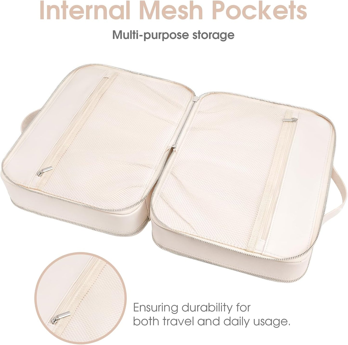 Clear Makeup Bag,Large Toiletry Case for Women,PU Leather Travel Cosmetic Bag,Detachable Makeup Case,Double Compartment Make up Organizer