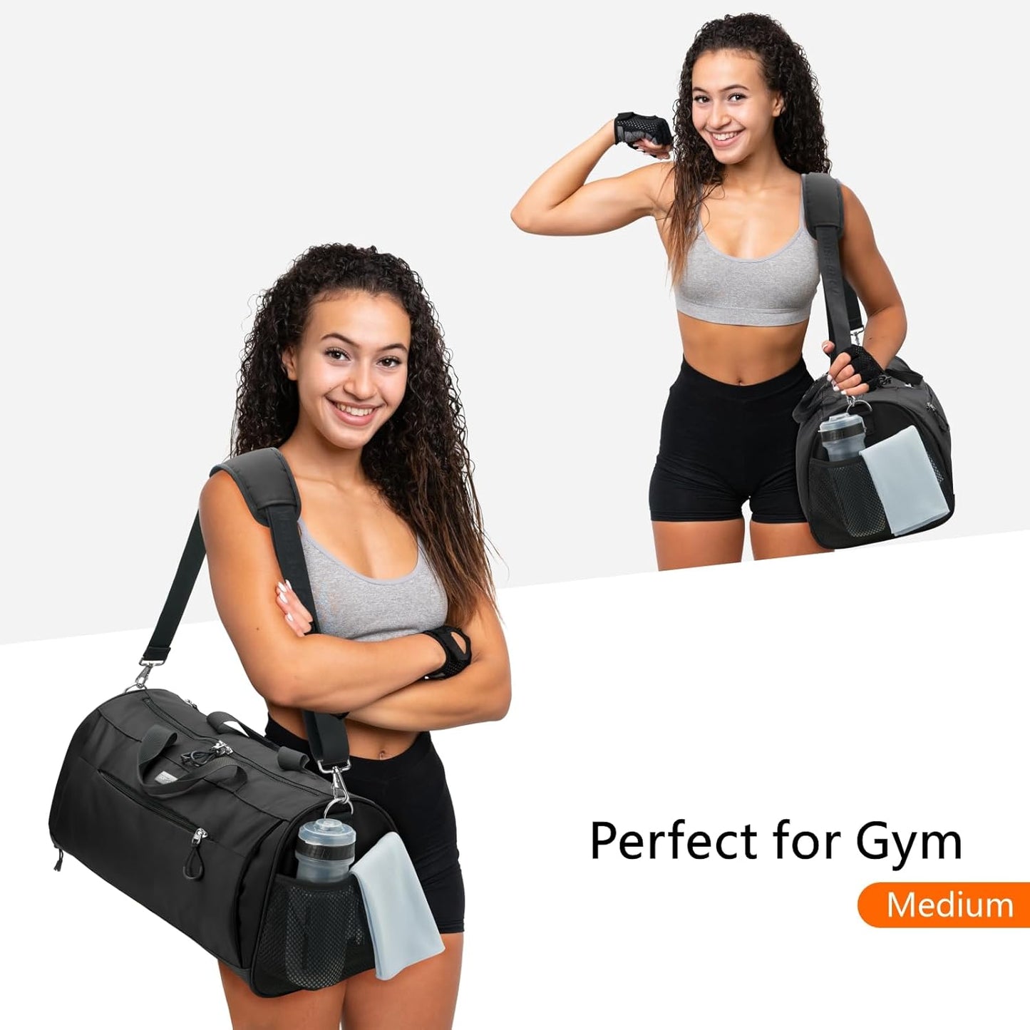 TOPDesign Gym Bag for Women & Men, Unisex Duffel Bag with Shoe Compartment & Wet Pocket for Travel Sports Gym (L Black)
