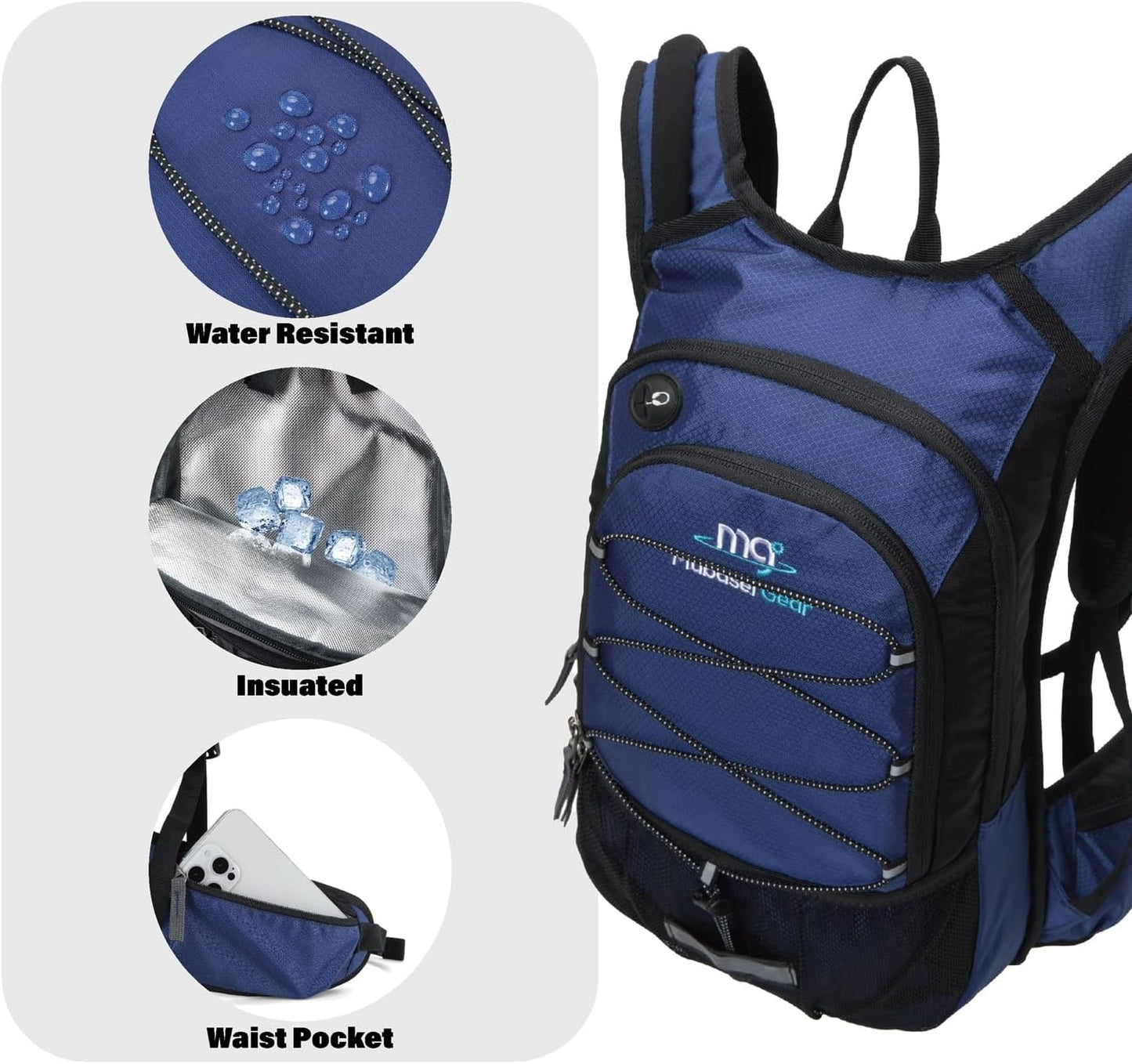 15L Insulated Hydration Backpack Pack with 2L Water Bladder Lightweight Hiking Backpack Bag for Women Men Daypack for Hiking Running Festival Camping Biking
