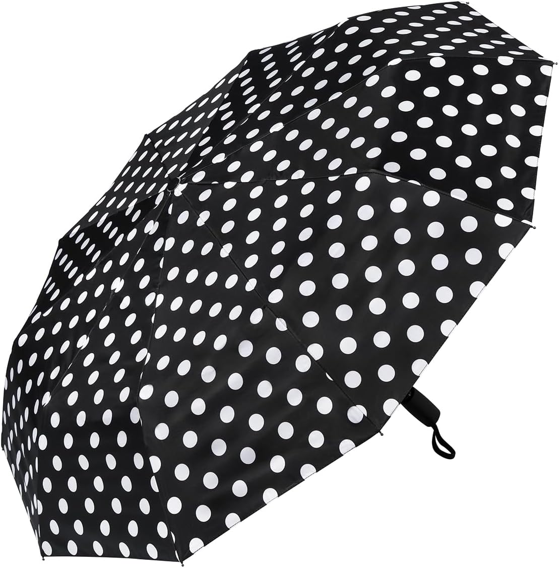 Agaric Cute Polka Dots Large Travel Umbrella for Rain & Sun, 46” UV Protection Auto Open Close Waterproof Folding Umbrella Windproof Compact Umbrella