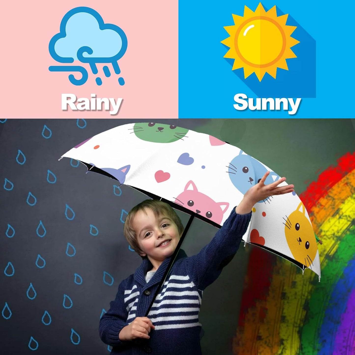 Small Travel Folding Umbrella for Girl, Portable, UV, SunShade, Compact, Automatic, Rain & Wind