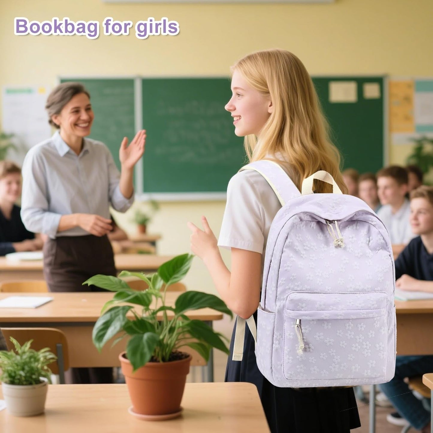 LEDAOU School Backpack Teen Girls Lightweight Bookbag Elementary Middle School Backpacks College Laptop Bag Travel Daypack