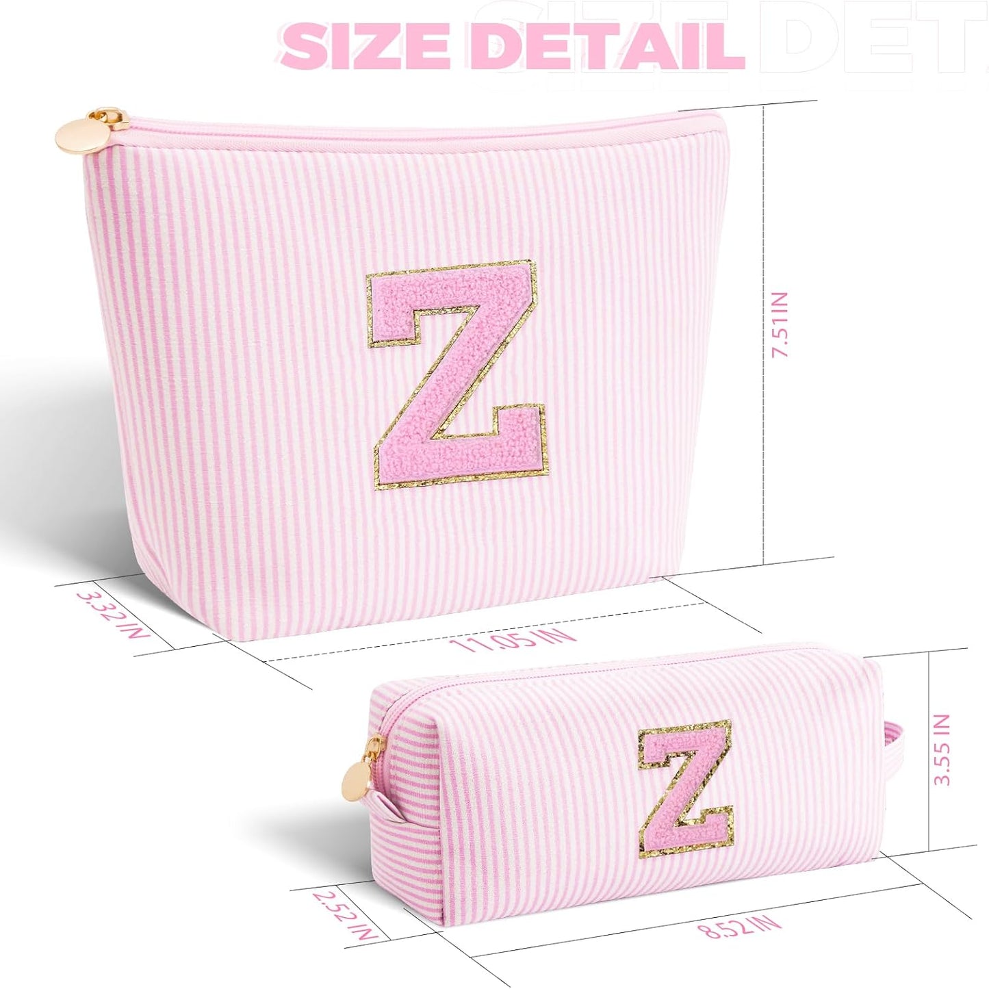 Personalized Makeup Bag for Women Girls - Fashion Cosmetic Bag Trendy Travel Toiletry Bag with Initials Letter - Teen Gifts - Pink,Z