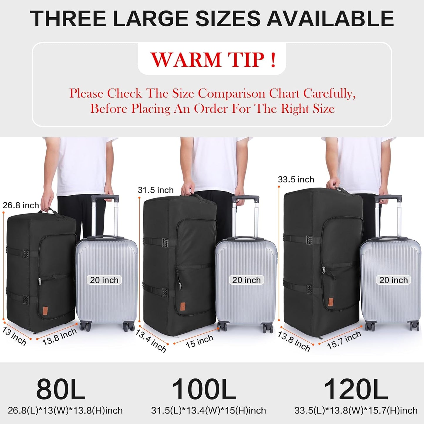 120L Duffle Bag for Travel, Large Foldable Waterproof Travel Duffel Bags Weekender Overnight Bag for Men and Women with Shoe Compartment (Black)