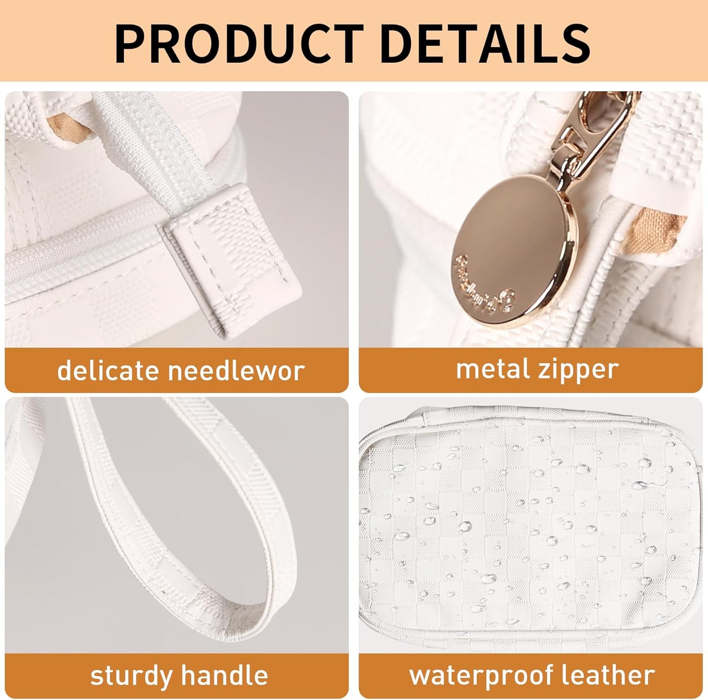 Abiudeng Large Capacity Makeup Bag Ladies Cosmetic Bag Travel Bag with Compartments Portable PU Leather Travel Makeup Bag with Handle