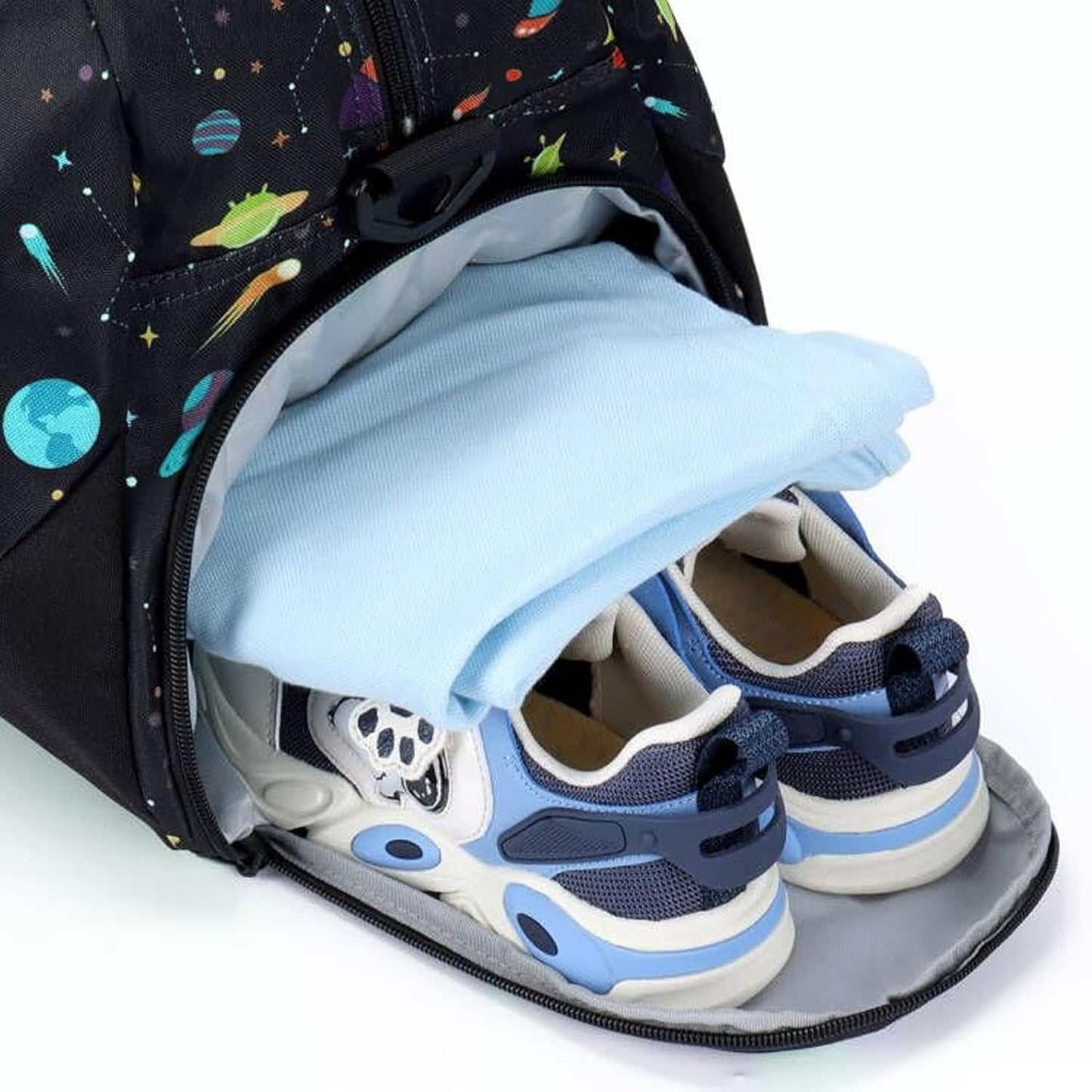 Choco Mocha Kids Duffle Bag - Boys Space Duffle Bag for Toddler Travel & Overnight - Black