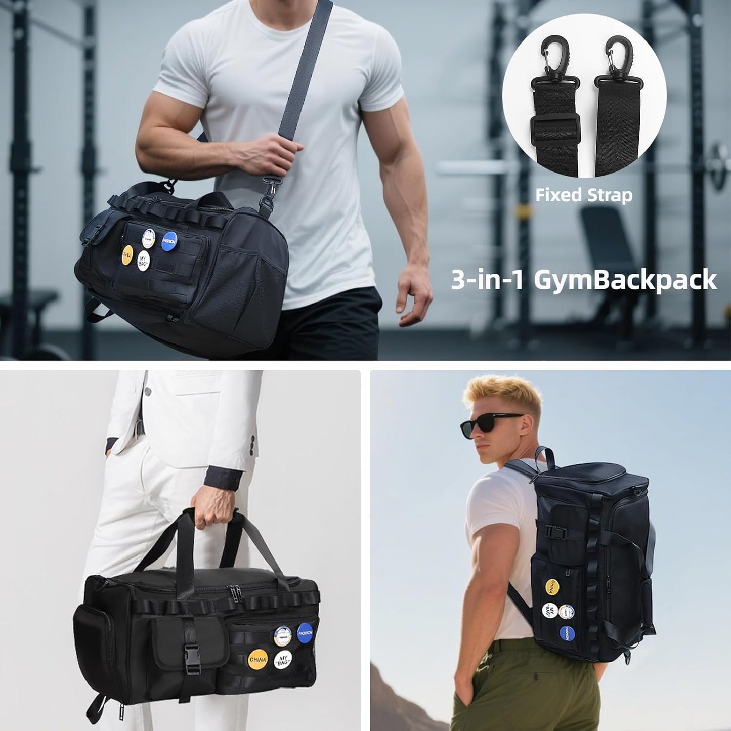 Gym Bag for Men & Women With Shoe Compartment, Convertible Duffle Bag & Gym Backpacks, Gym Bag for travel, Sports, Fitness & Workout
