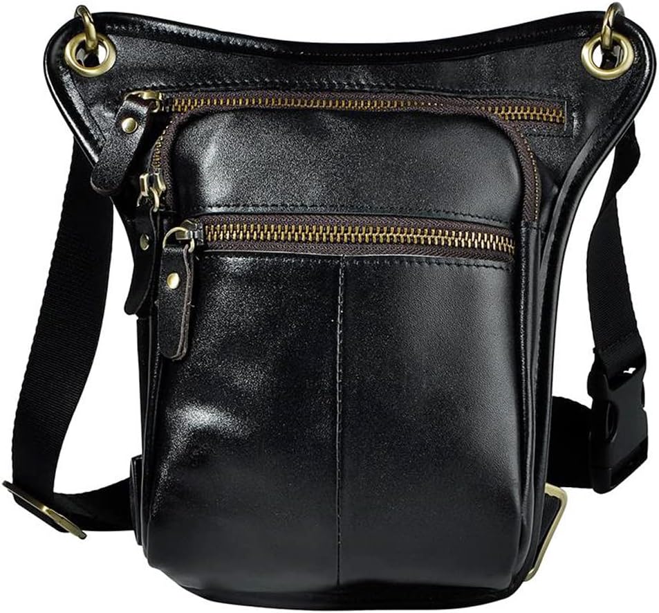 Leather Waist Pack Drop Leg Bag for Men Women Belt Bumbag Multi-Purpose Motorcycle Bike Outdoor Sports Tactical Cycling Riding Hiking Camping Pouch