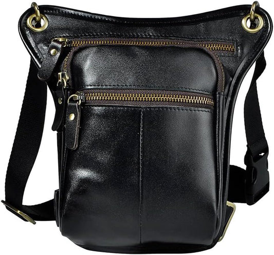 Leather Waist Pack Drop Leg Bag for Men Women Belt Bumbag Multi-Purpose Motorcycle Bike Outdoor Sports Tactical Cycling Riding Hiking Camping Pouch