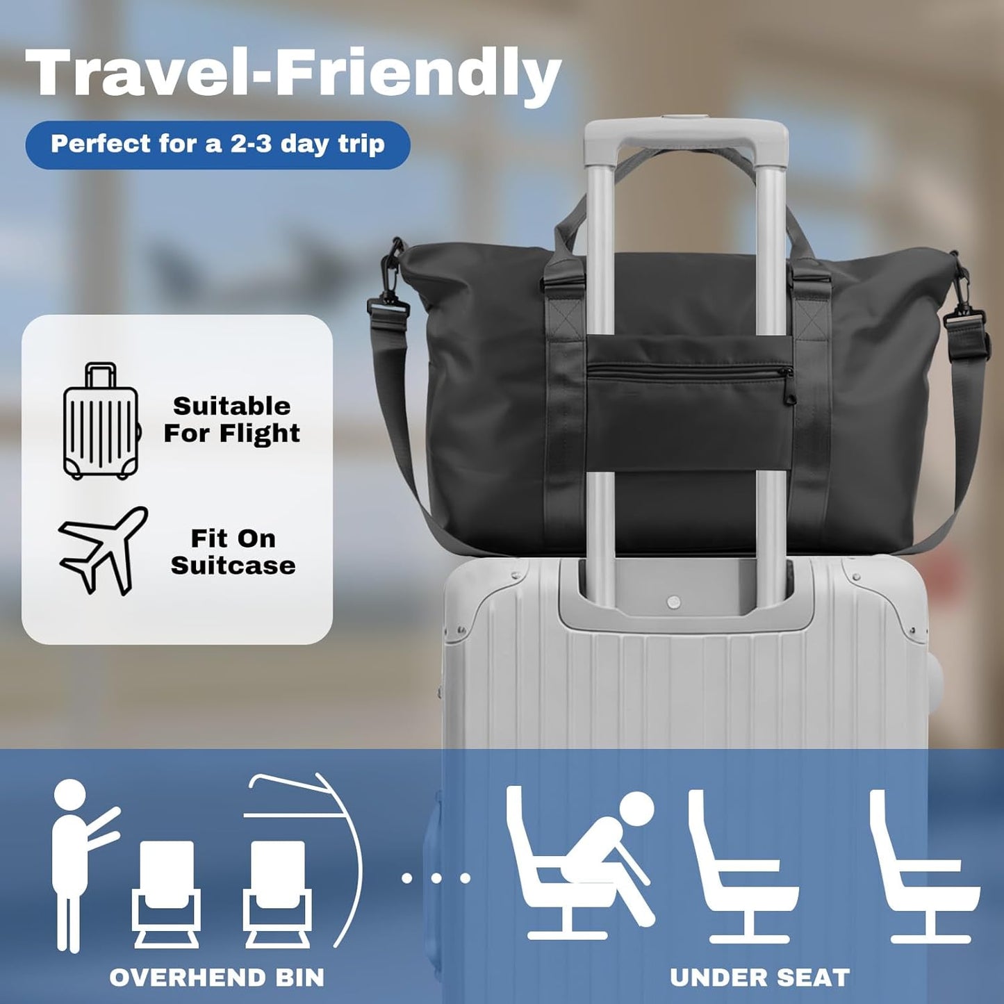 Weekender Duffel Bags for Women， Travel Totes Bag for Airplane Essentials, Overnight Bags for Women with Trolley Sleeve, Large Carry On Hospital Bag for Labor and Delivery, Sport, Gym