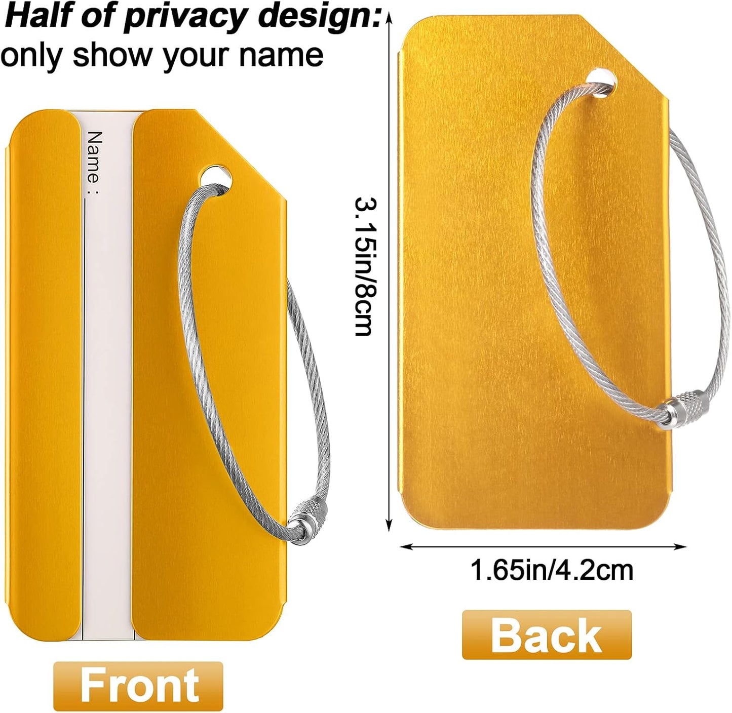 12 Pieces Luggage Tags Business Card Holder Aluminum Metal Travel ID Bag Tag for Suitcases Travel Luggage Baggage Identifier(Gold)