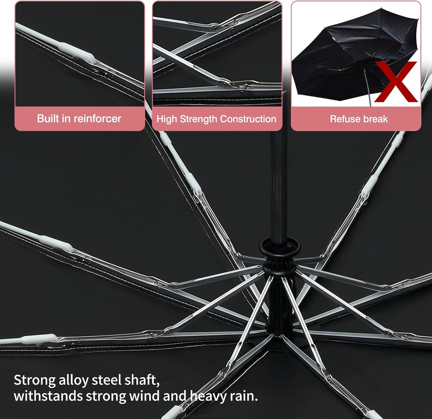 Color Glue Coating Sun Umbrella UV Protection Compact Folding Windproof Parasols Travel Auto Open Close Blocking UV 99.98%