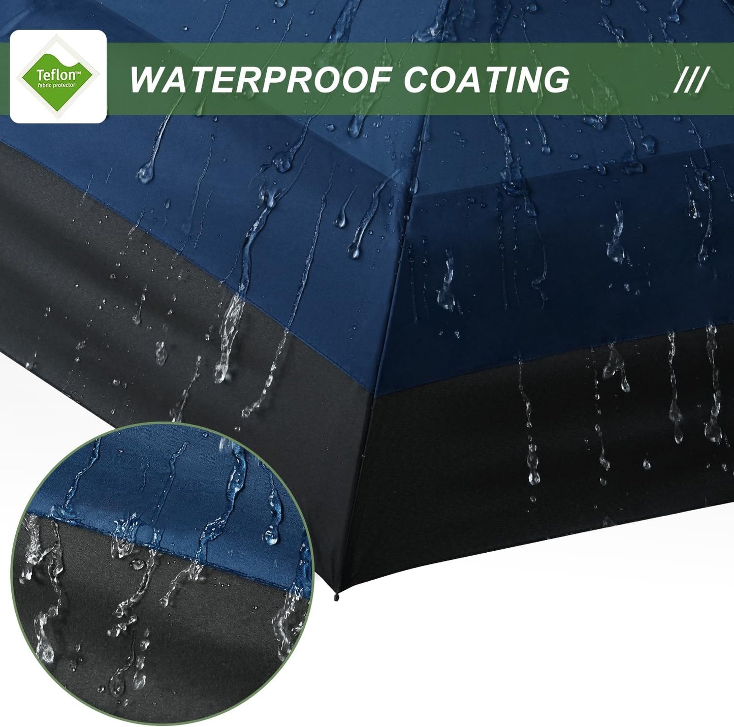 Lejorain Large Compact Golf Umbrella - Oversized Auto Open Close Folding Golf Umbrella Travel 210T Dupont Teflon Coated Vented Windproof Double Canopy for Women Men