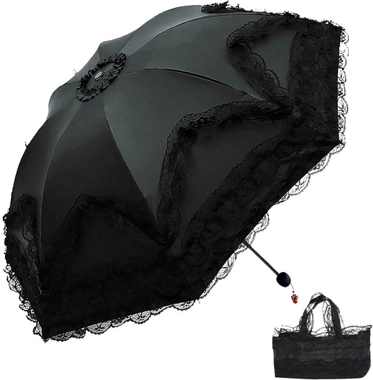 Vintage Lace Parasol Gothic Lolita Umbrella UV Sun Protection Witch Cosplay Photoshoot Props Party Decoration