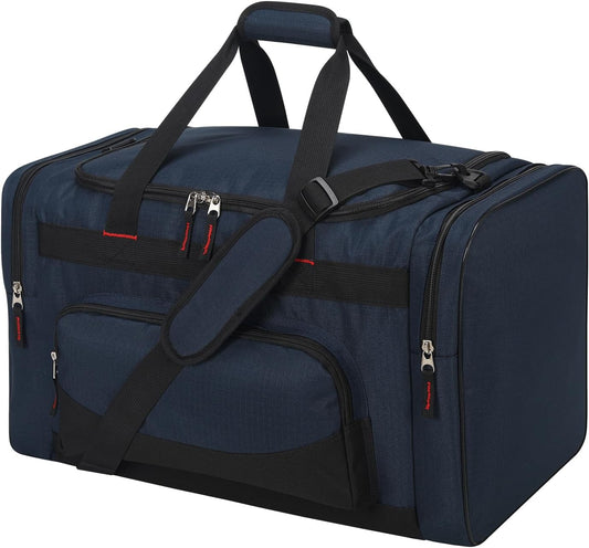 22 inch Gym Bag for Men - 55L Large Travel Duffle Bag Sports Equipment Bag with Multiple Zippered Pockets,Outdoor Workout Duffle Bag for Overnight Weekend - Navy Blue