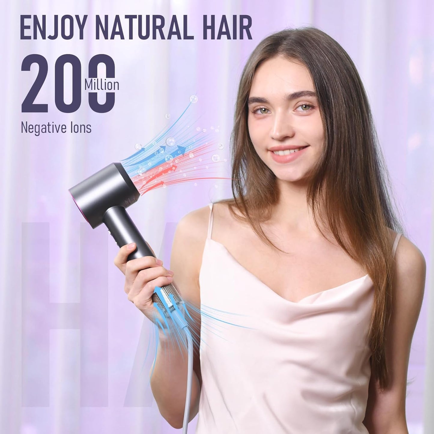 Hair Dryer, Blow Dryer with Diffuser,1800W High Speed Drying Low Noise Hair Ionic Hairdryer for Home Salon Travel