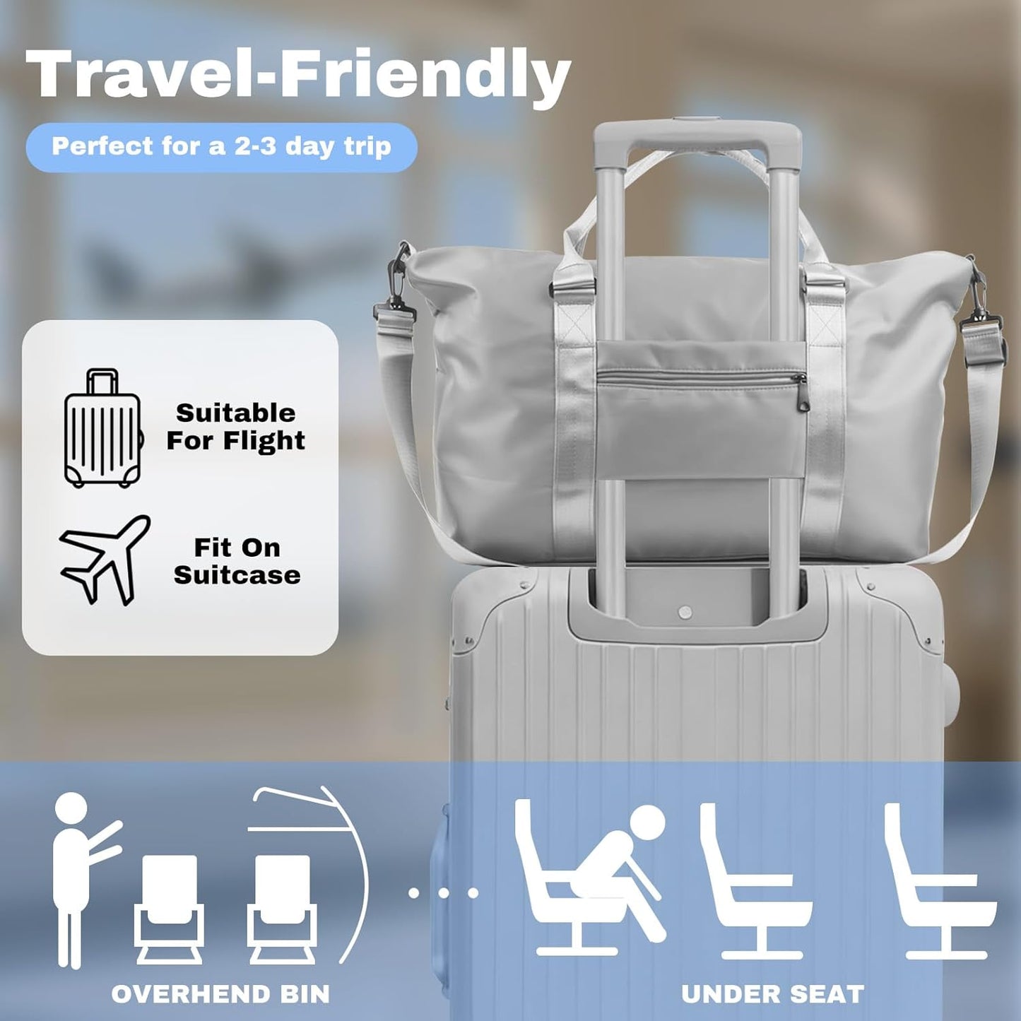 Weekender Duffel Bags for Women， Travel Totes Bag for Airplane Essentials, Overnight Bags for Women with Trolley Sleeve, Large Carry On Hospital Bag for Labor and Delivery, Sport, Gym