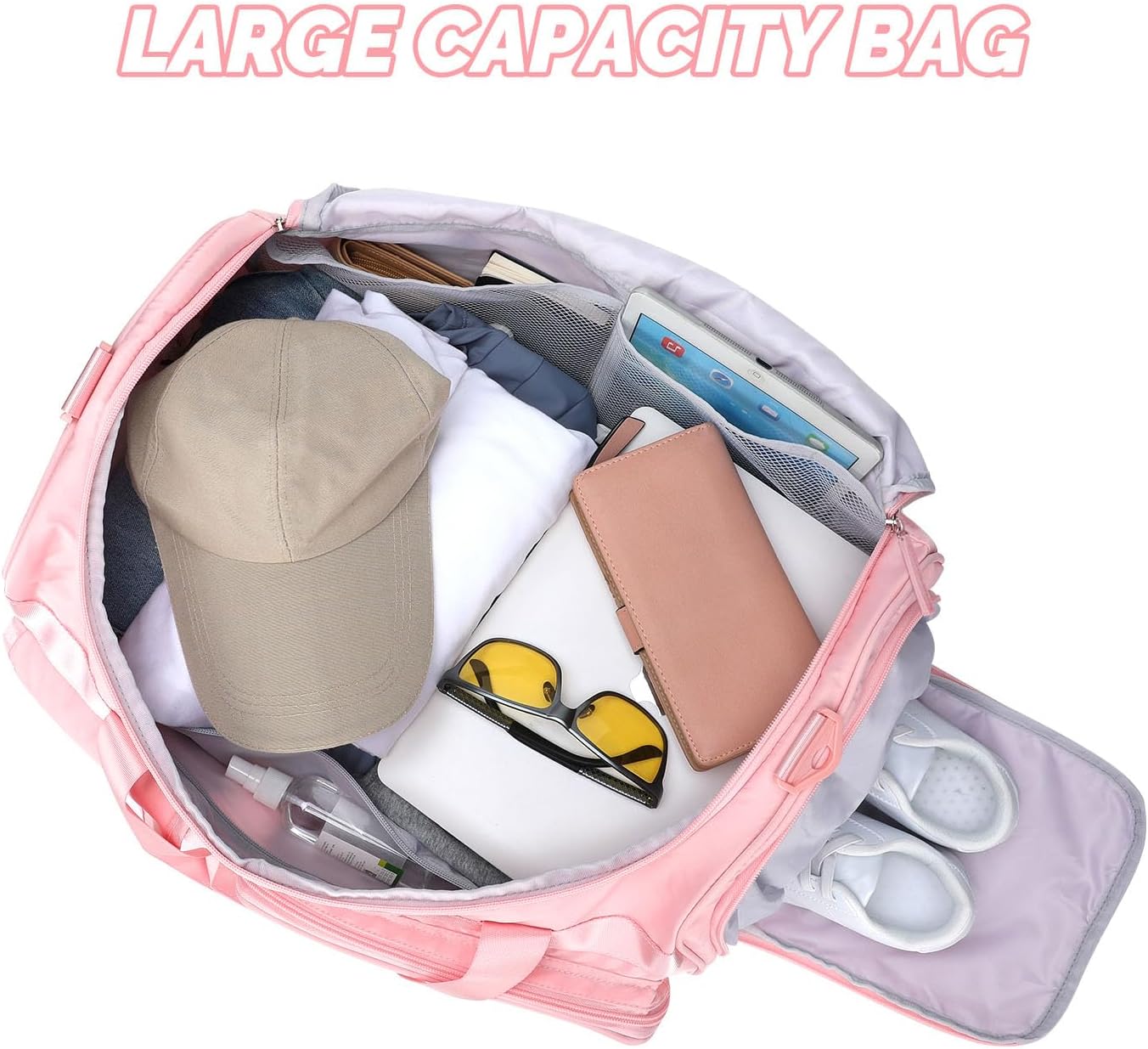 MAXTOP Gym Bag for Women Men Travel Duffle Bag Large Capacity Carry On Weekender Overnight Bag With Shoe Compartment Gym Tote Dry Wet Separation Duffel Bag for Travel