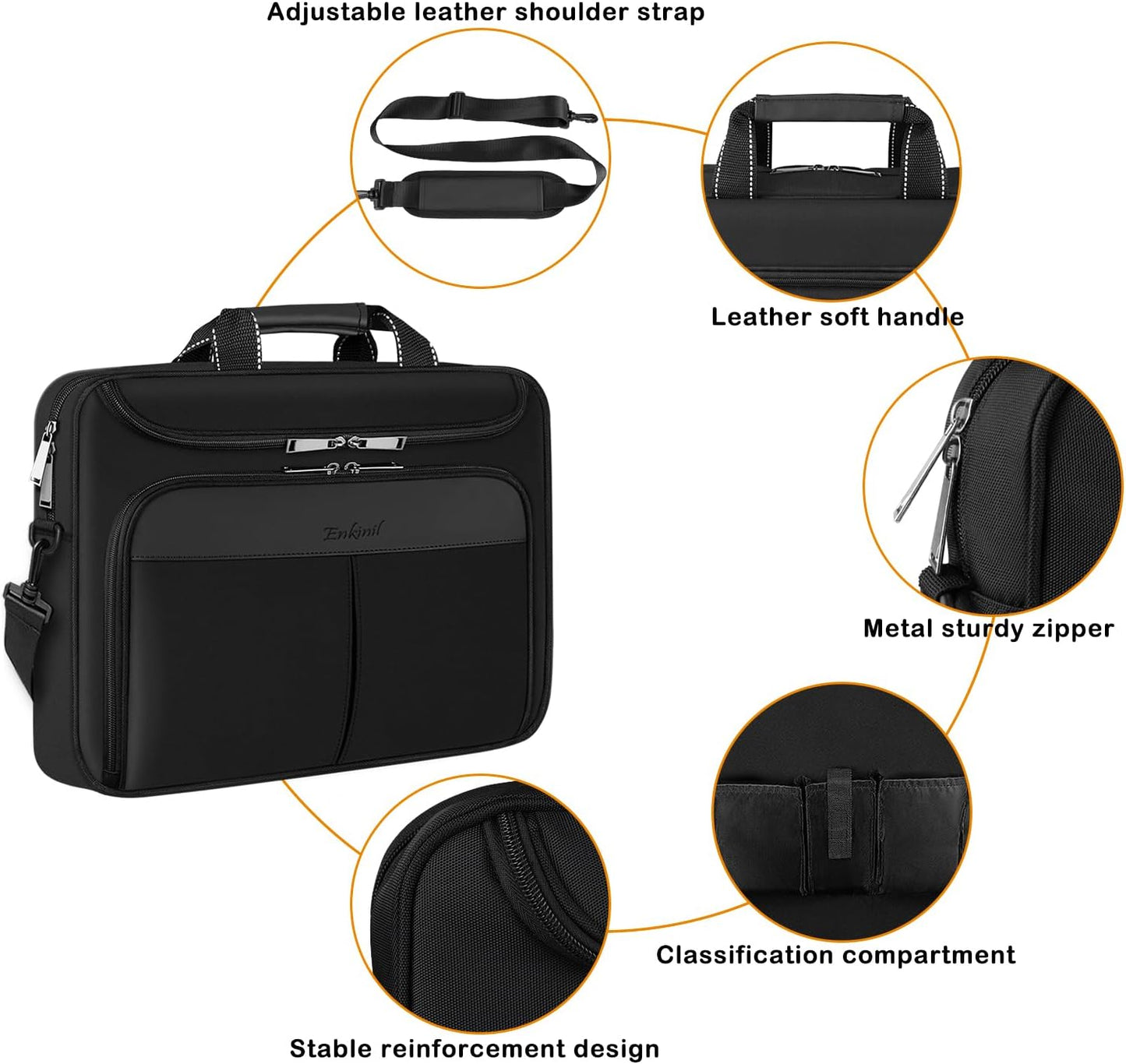15.6-16.2 inch Waterproof Protective Laptop Messenger Briefcase with Adjustable Shoulder Strap Men Women Travel/Business Bag Compatible with Macbook Pro 16 inch A2141/A2485