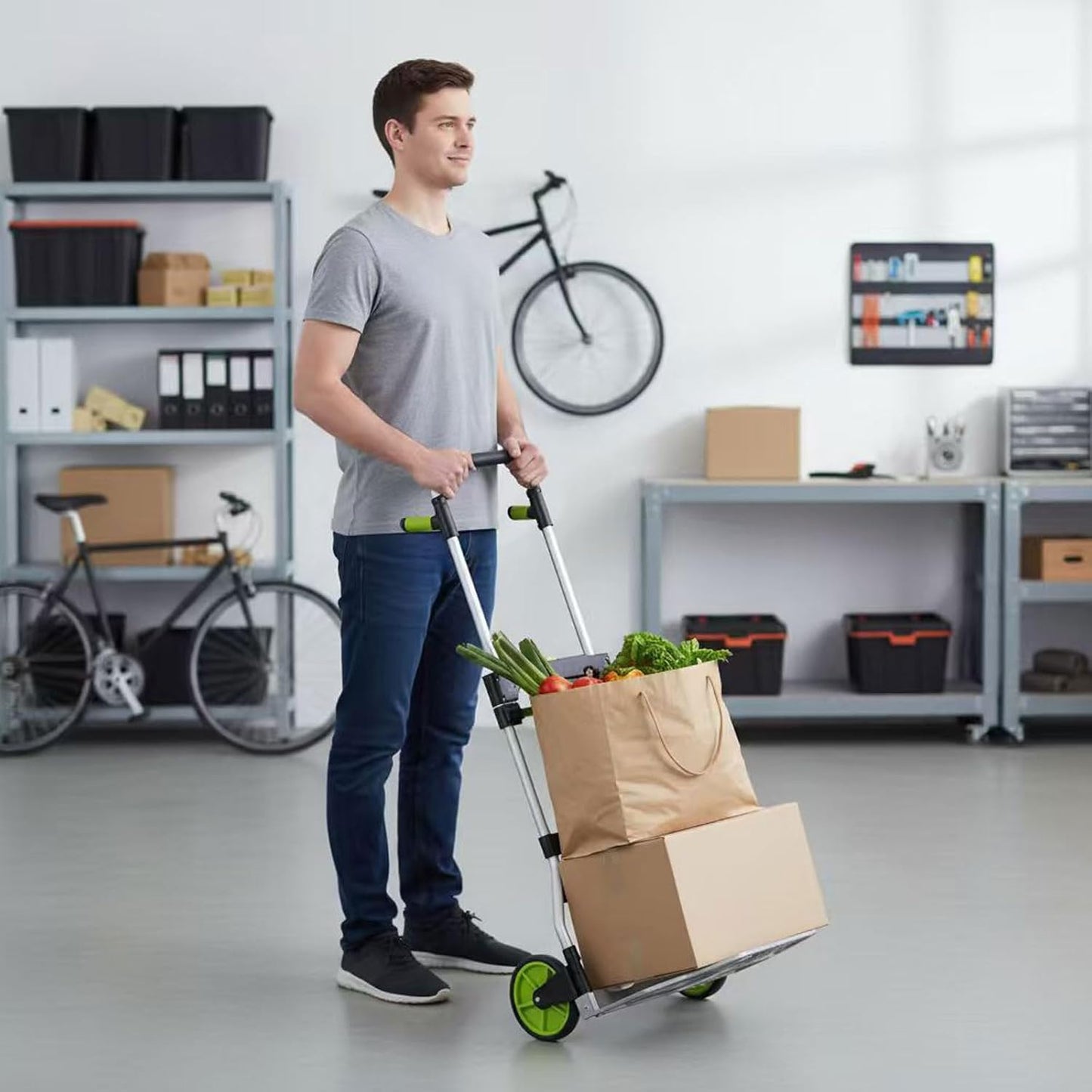 Leeyoung Folding Hand Truck and Dolly,309 lb Capacity Aluminum Portable Cart with Telescoping Handle and PP+EVA Wheels