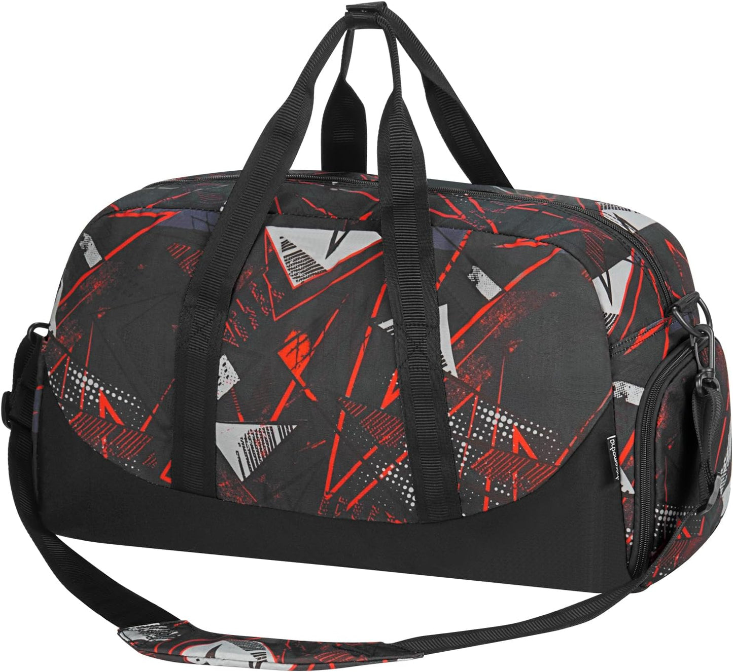 Choco Mocha Kids Duffle Bag for Boys & Toddlers - Travel, Overnight & Sleepover Bag - Black & Red