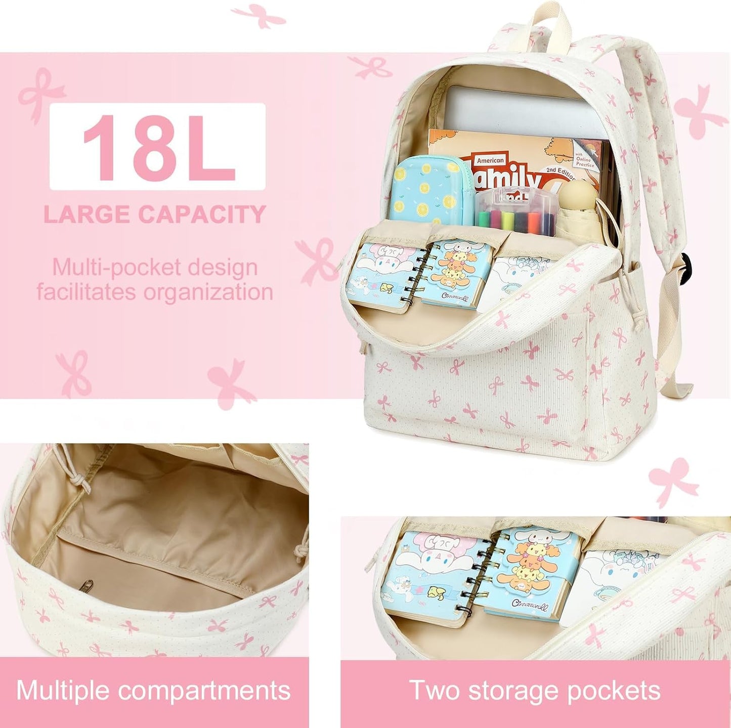 LEDAOU School Backpack Teen Girls Lightweight Bookbag Elementary Middle School Backpacks College Laptop Bag Travel Daypack