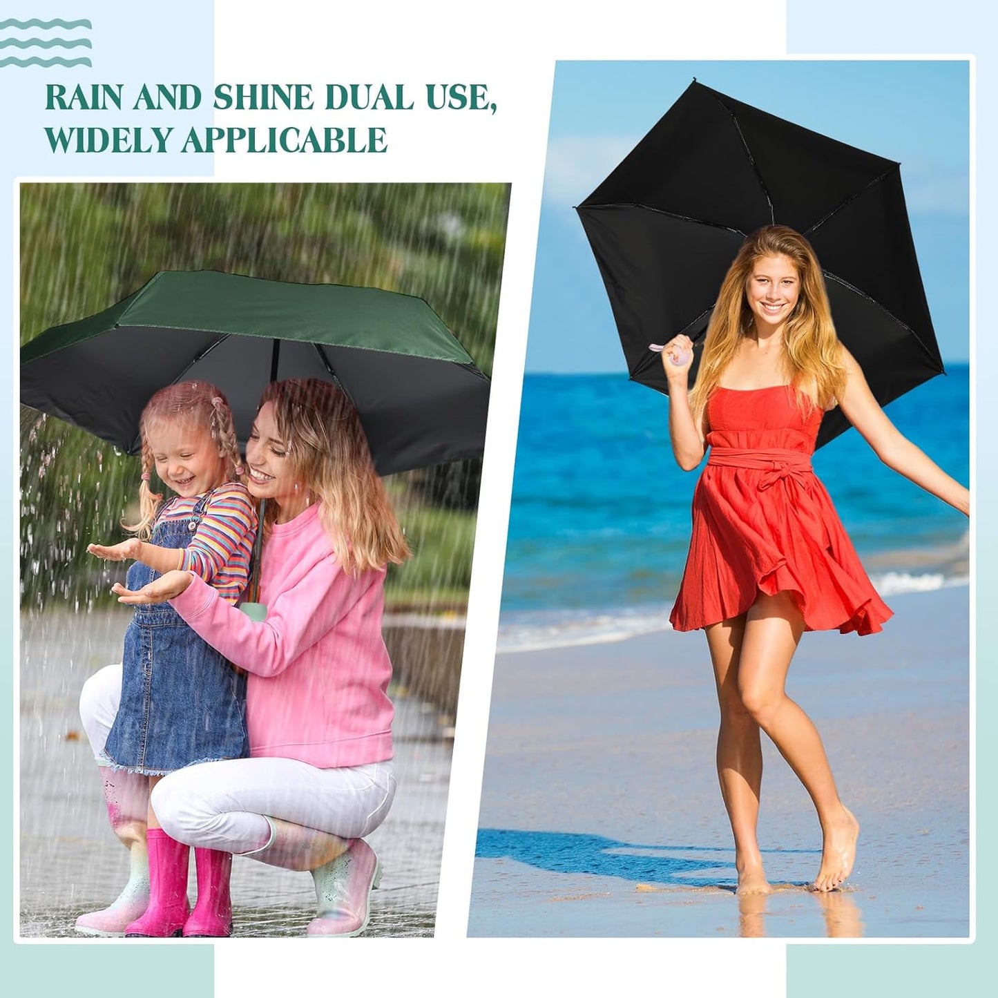 Sweetude 12 Pcs Travel Mini Umbrellas for Purse Bulk Folding Compact Lightweight Windproof UV Pocket Collapsible Umbrella for Kids Backpack Rain Wedding Party Women Girls