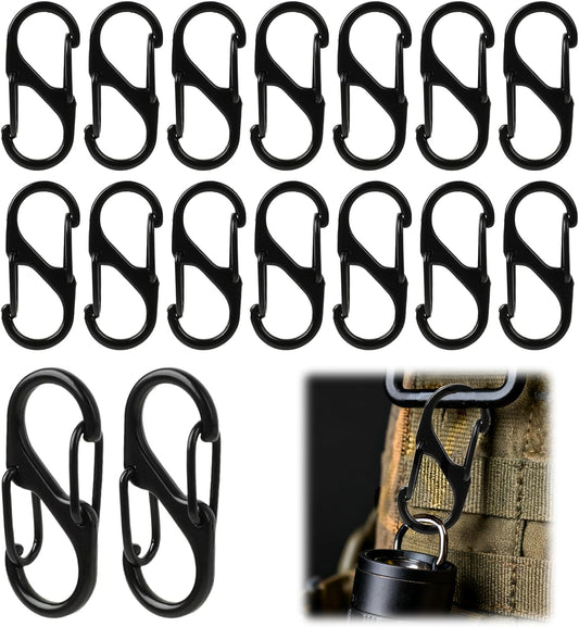 18 Anti-Theft Zipper Locks - Small S-Shaped Buckle, Suitable for Luggage and Backpack, Double-Opening Zipper Carabiner, Suitable for Travel and Camping.