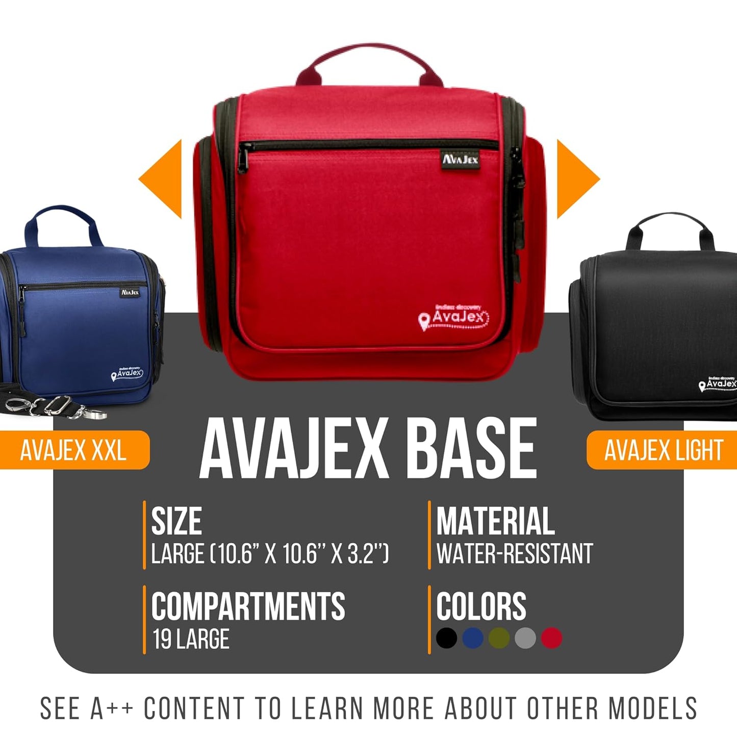 Travel Toiletry Bag for Men and Women - Large Hanging Toiletry Organizer - Waterproof Hygiene Bag with Metal XXL Swivel Hook, with Sturdy Zippers and 19 Compartments for Toiletries, Makeup, Cosmetics