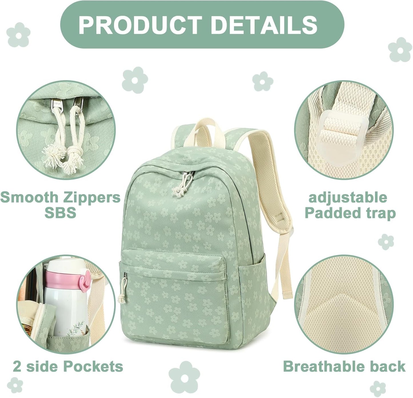 LEDAOU School Backpack Teen Girls Lightweight Bookbag Elementary Middle School Backpacks College Laptop Bag Travel Daypack