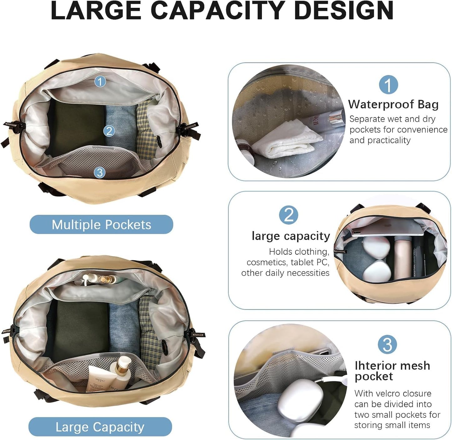 Gym Bag for Men Women, Tactical Travel Duffel bag with Removable Dividers & Shoe Compartment, Weekender Carry on Bag with Toiletry Bag, Overnight Range Bag for Workout Soccer Yoga Gym