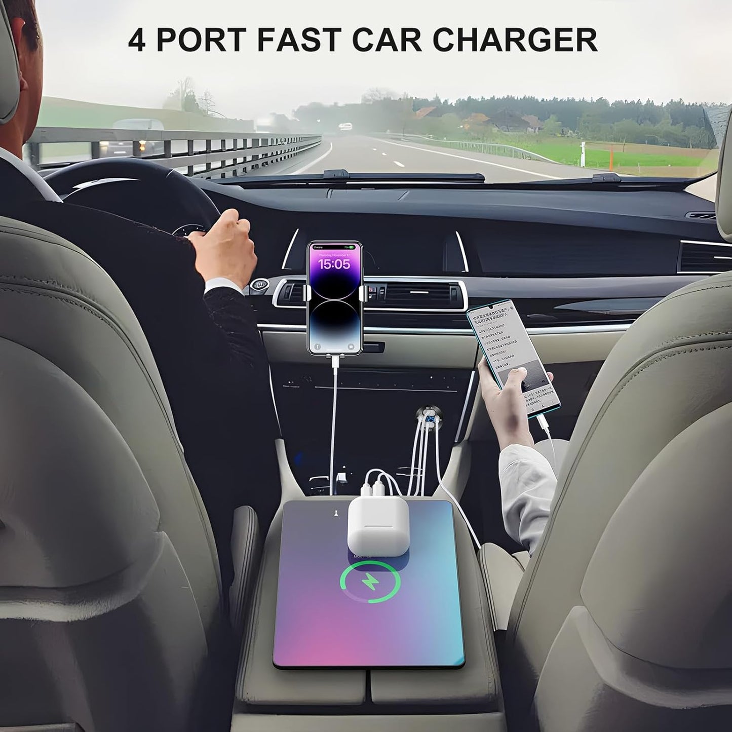 2 Pack 4 Port 12V USB Outlet Aluminum Charger, 78W Dual PD & QC Multiple USB Port for Car, USB C Cigarette Lighter Replacement 12 Volt Socket with Voltmeter Waterproof for Marine Boat Motorcycle RV