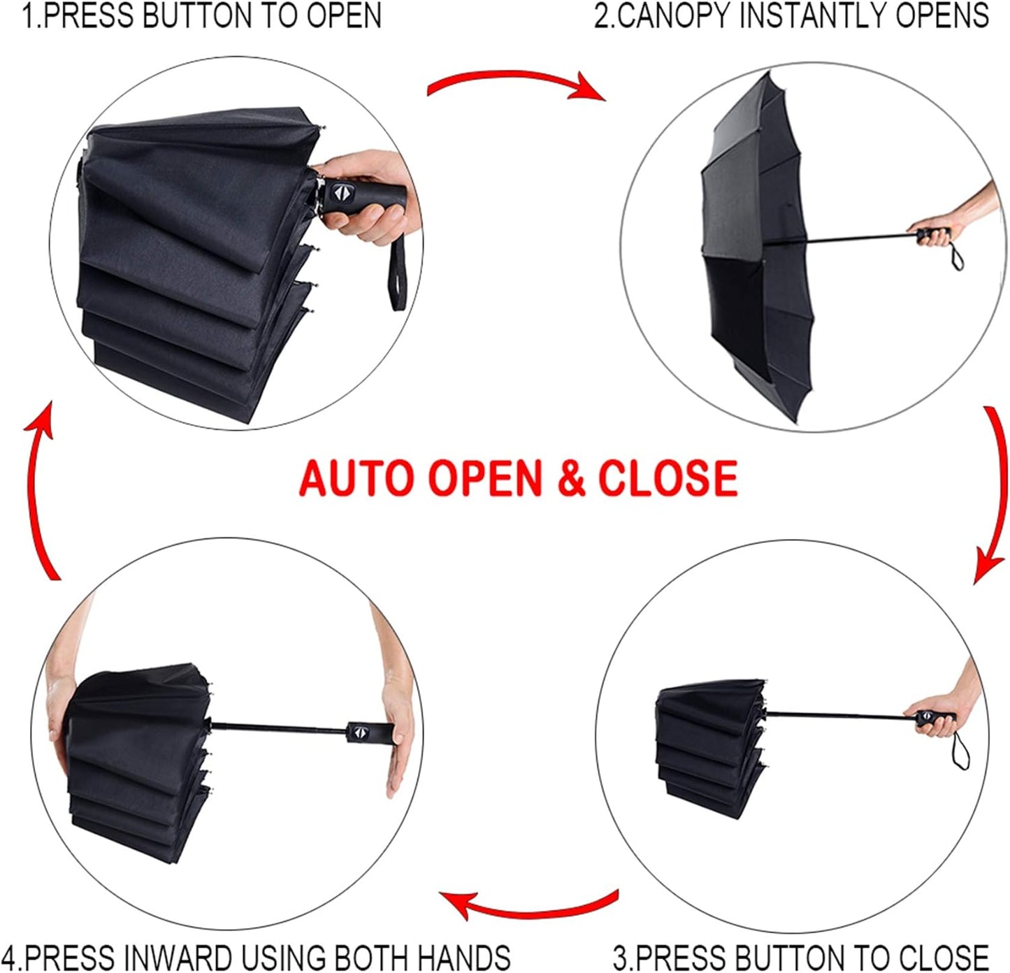PFFY 2 Packs Travel Umbrella Windproof Auto Open & Close Collapsible Folding Small Compact Backpack Car travel Essentials Purse Umbrellas for Rain