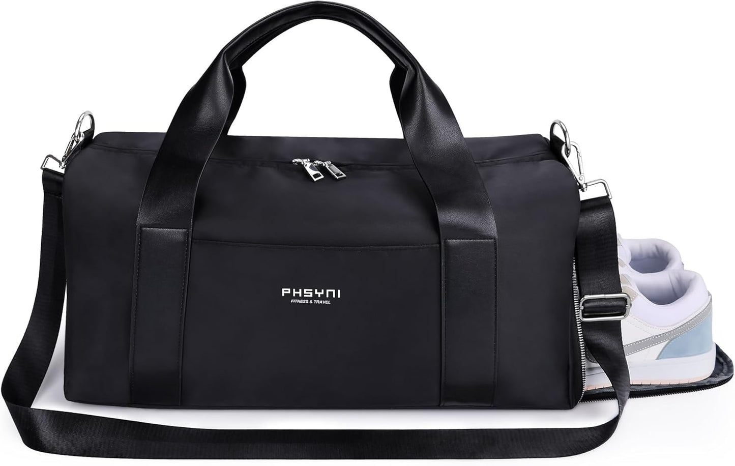 Gym Bag for Women with Shoe Compartment & Wet Pocket - Duffle Bag for Travel Sports Fitness Workout Athletic, 19“-Medium, Black