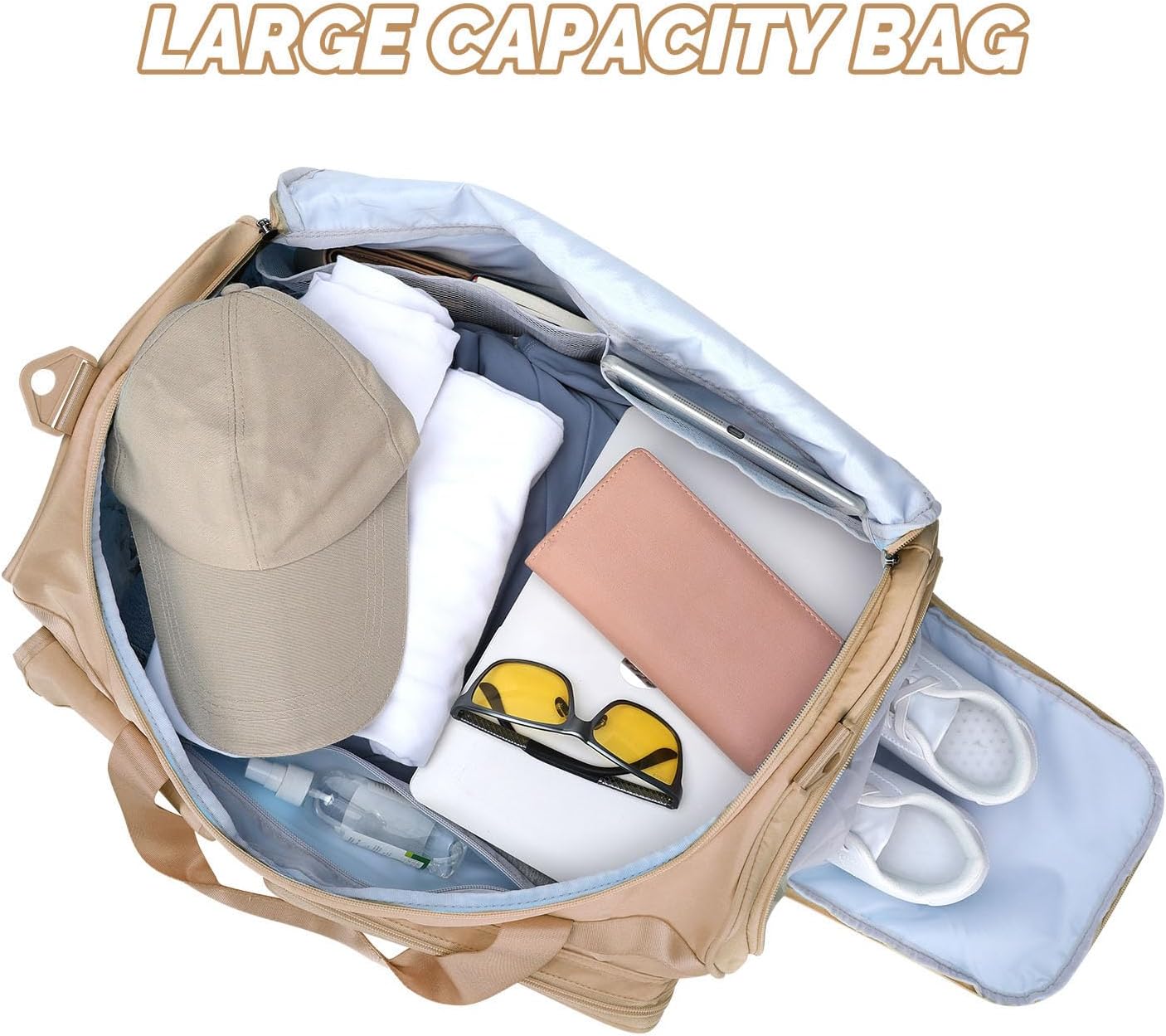 MAXTOP Gym Bag for Women Men Travel Duffle Bag Large Capacity Carry On Weekender Overnight Bag With Shoe Compartment Gym Tote Dry Wet Separation Duffel Bag for Travel