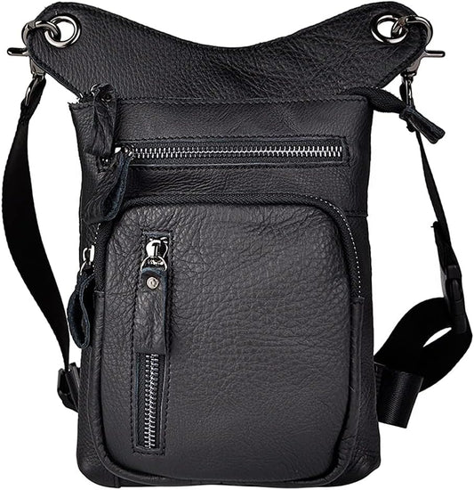 Leather Waist Pack Drop Leg Bag for Men Women Belt Bumbag Multi-Purpose Motorcycle Bike Outdoor Sports Tactical Cycling Riding Hiking Camping Pouch