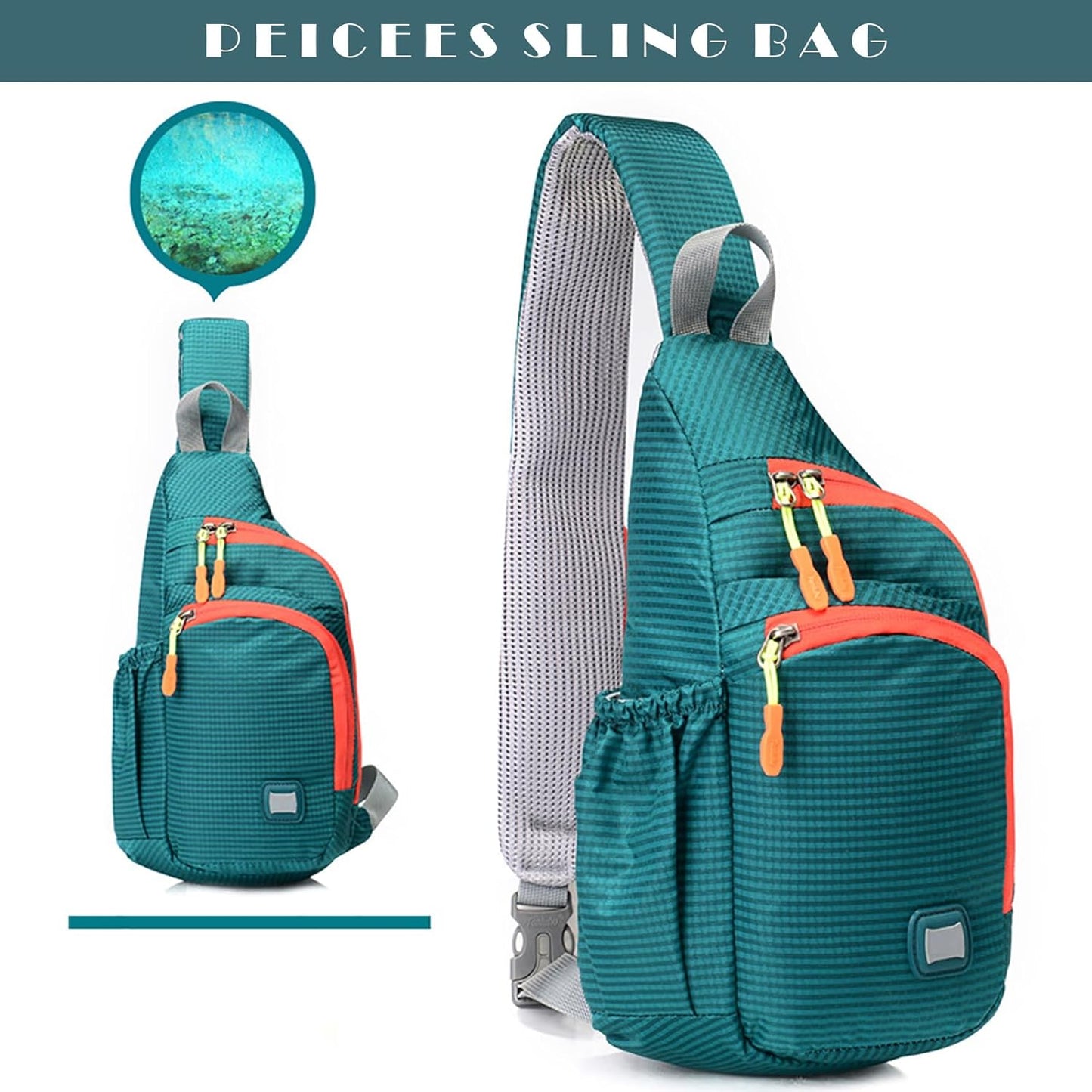 Peicees Small Sling Backpack Waterproof Unisex Shoulder Bag Chest Crossbody Daypack