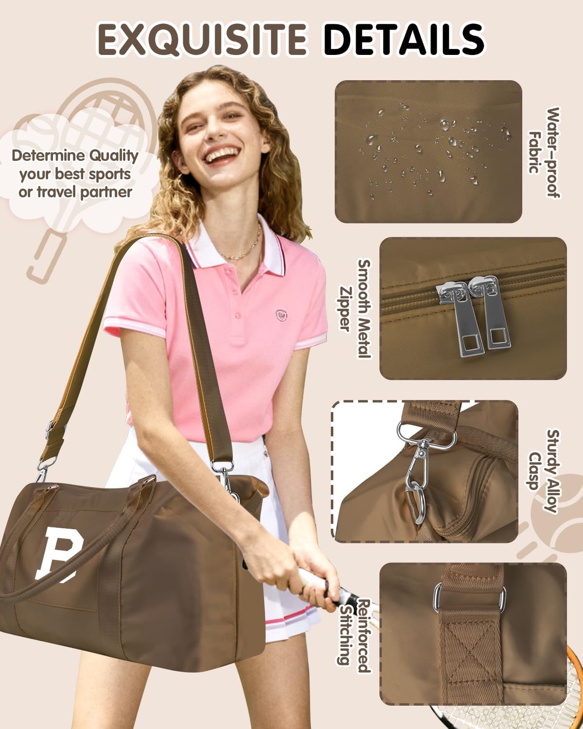 Birthday Graduation Gifts for Daughter,Initial Travel Duffel Bag Sports Gym Bag for Girls Teen Kids Birthday Gifts,Personalized Weekender Bag Carry On Tote Bags Cute Overnight Bag for Women(Brown, B)