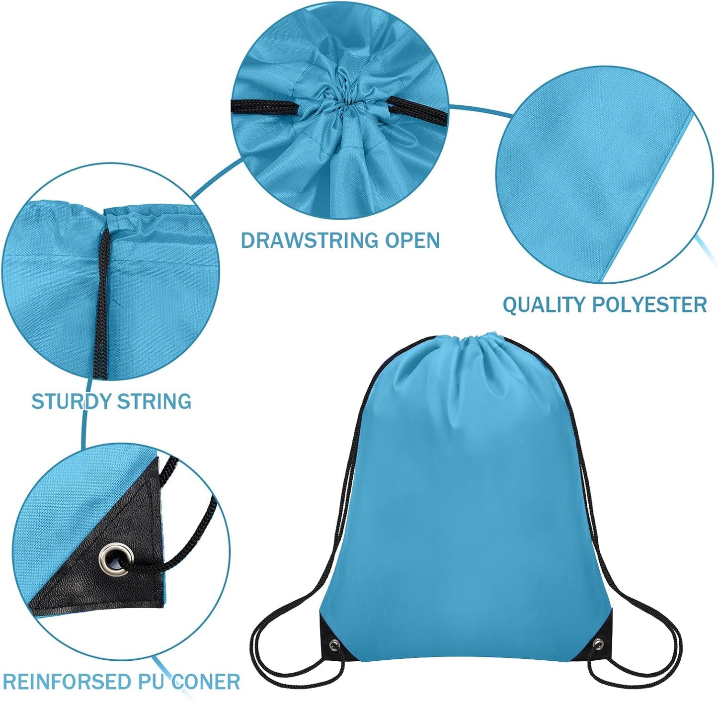 150Pcs Drawstring Backpack Bulk Cinch Sackpack Drawstring Bags Nylon for Gym Party Trip(Sky Blue)
