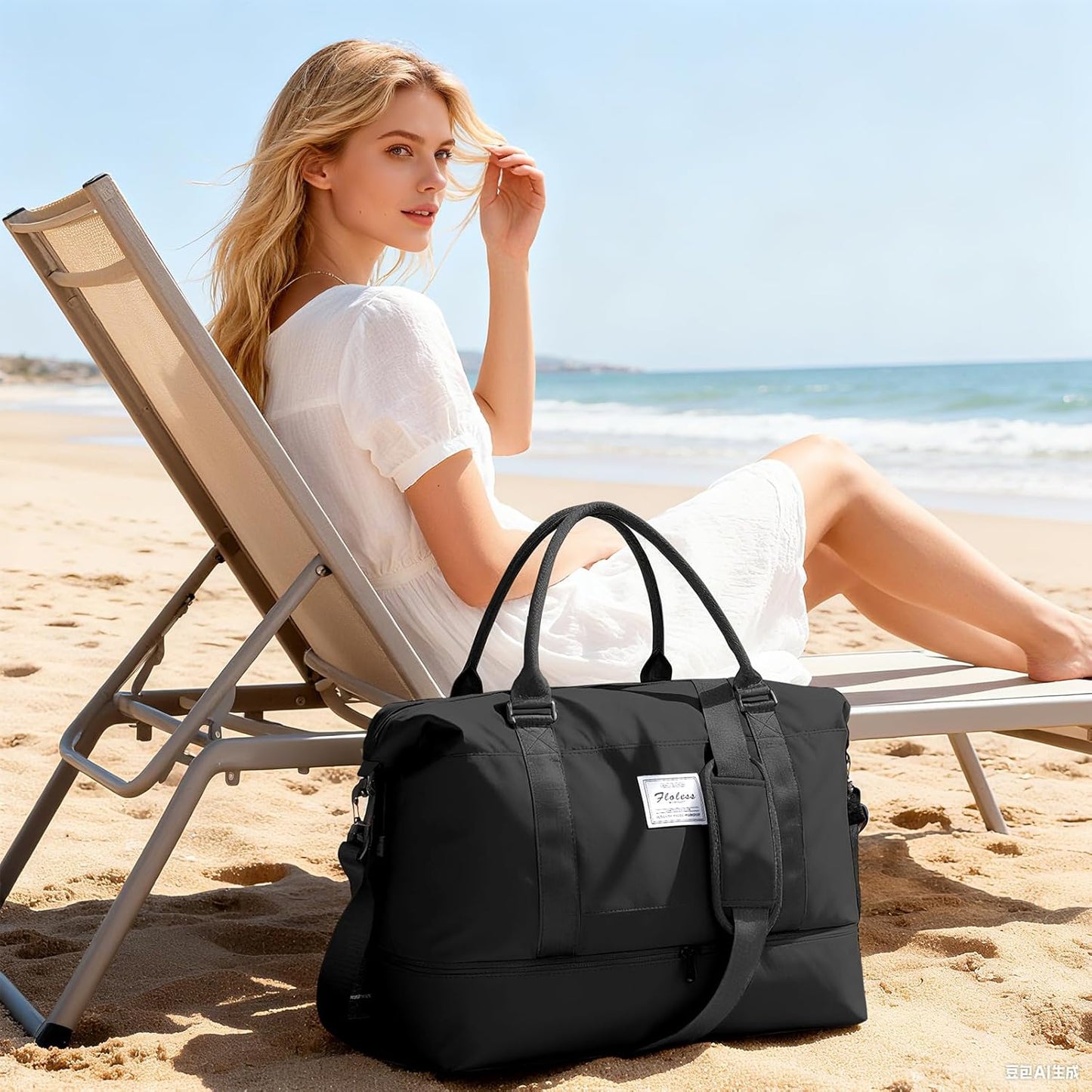 Travel Duffel Bag, Sports Tote Gym Bag, Shoulder Weekender Overnight Bag for Women