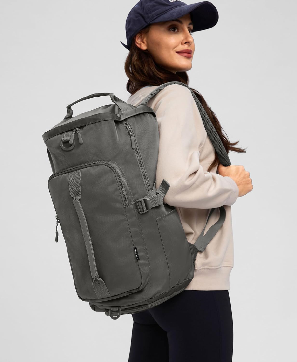 Gym Bag for Women Workout Gym Backpack with Shoe Compartment Sports Duffel Bag Multiple Pockets 30L (Dark Grey)