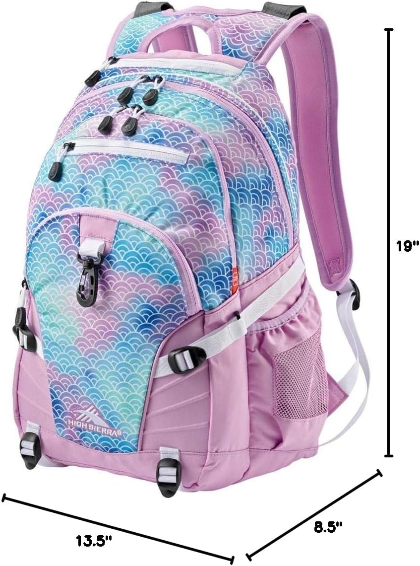 High Sierra Loop Backpack, Travel, or Work Bookbag with tablet sleeve, One Size, Rainbow Scales