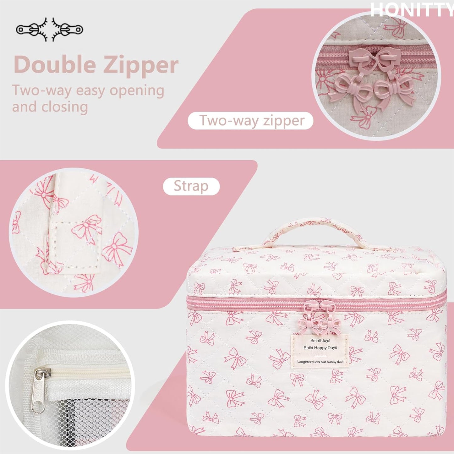 Makeup Bag,Quilted Cosmetic Bags,Large Floral Make Up Organize bag,Makeup Bag Set for Women,Flower Travel Toiletry Bag