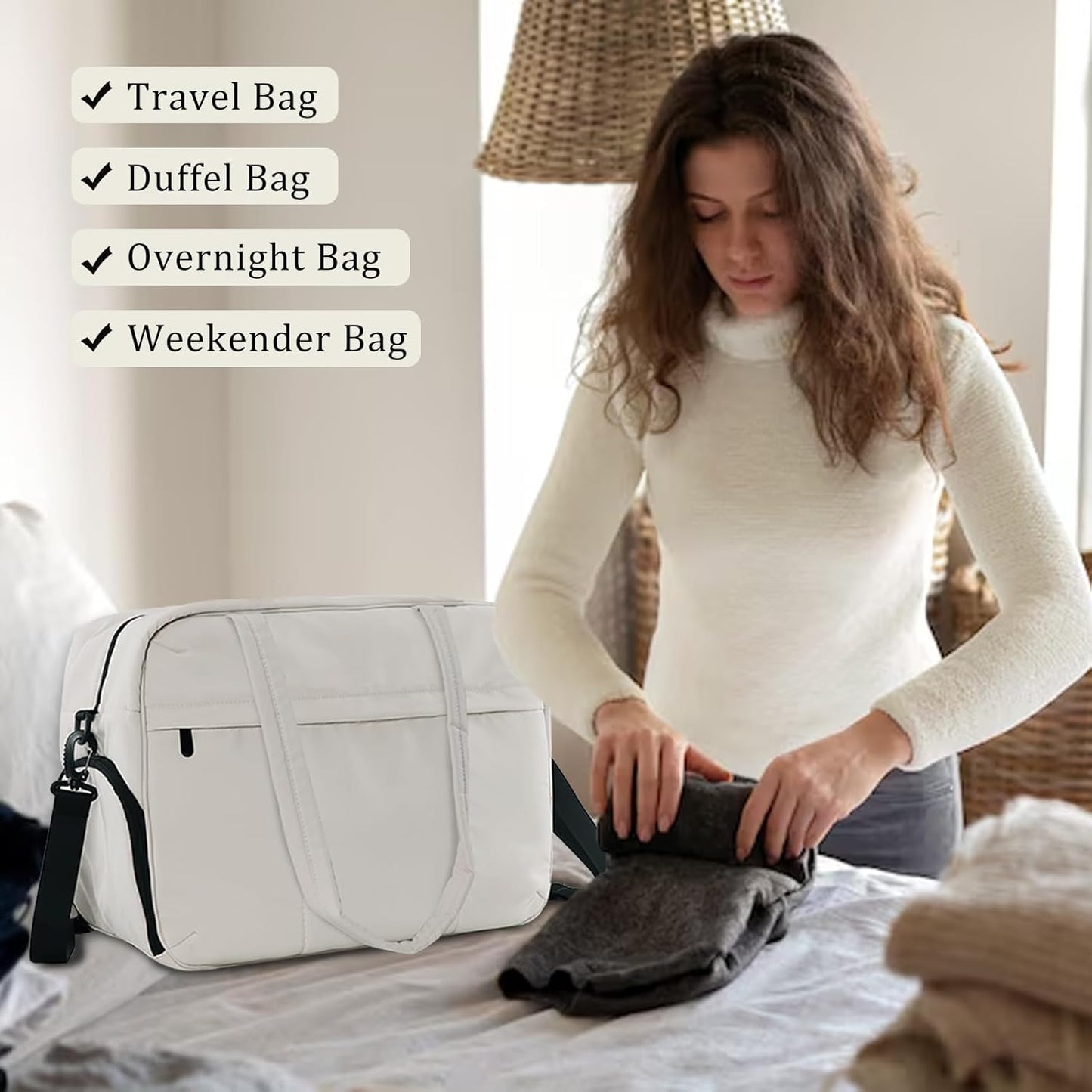 U+U Gym Bag for Women, Duffle Bag with Shoe Compartment Travel Carry on Weekender Bag, Personal Item Travel Bag for Overnight, Water Resistant