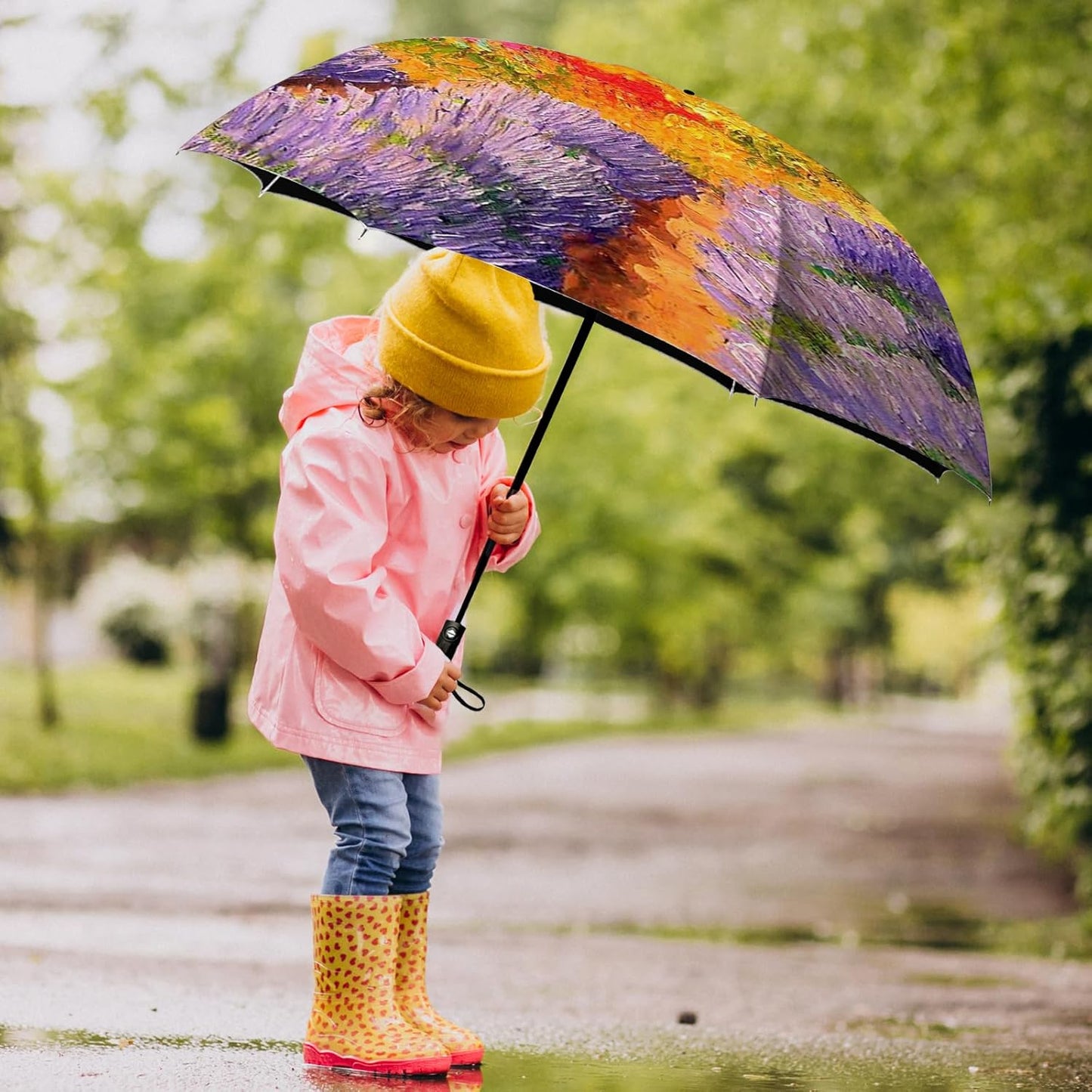 Small Compact Travel Automatic Folding Umbrella for Women, Portable Lightweight, Rain, Wind, UV Sun Shade
