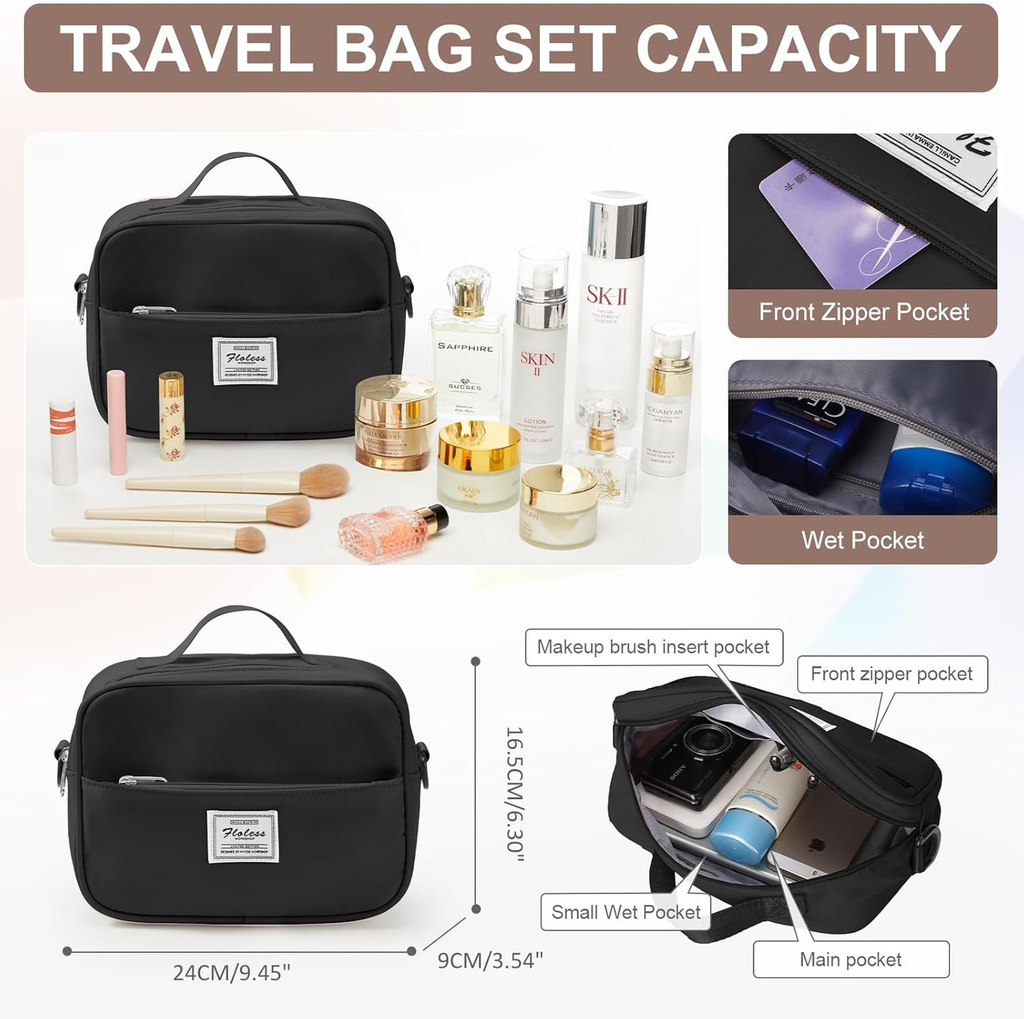 Gym Bag for Women with Shoes Compartment,Small Duffel Bag Sport bag with Toiletry Bag Overnight Travel Tote Bags Weekender Carry on Bag Personal Item Bags for Airlines Black Brown