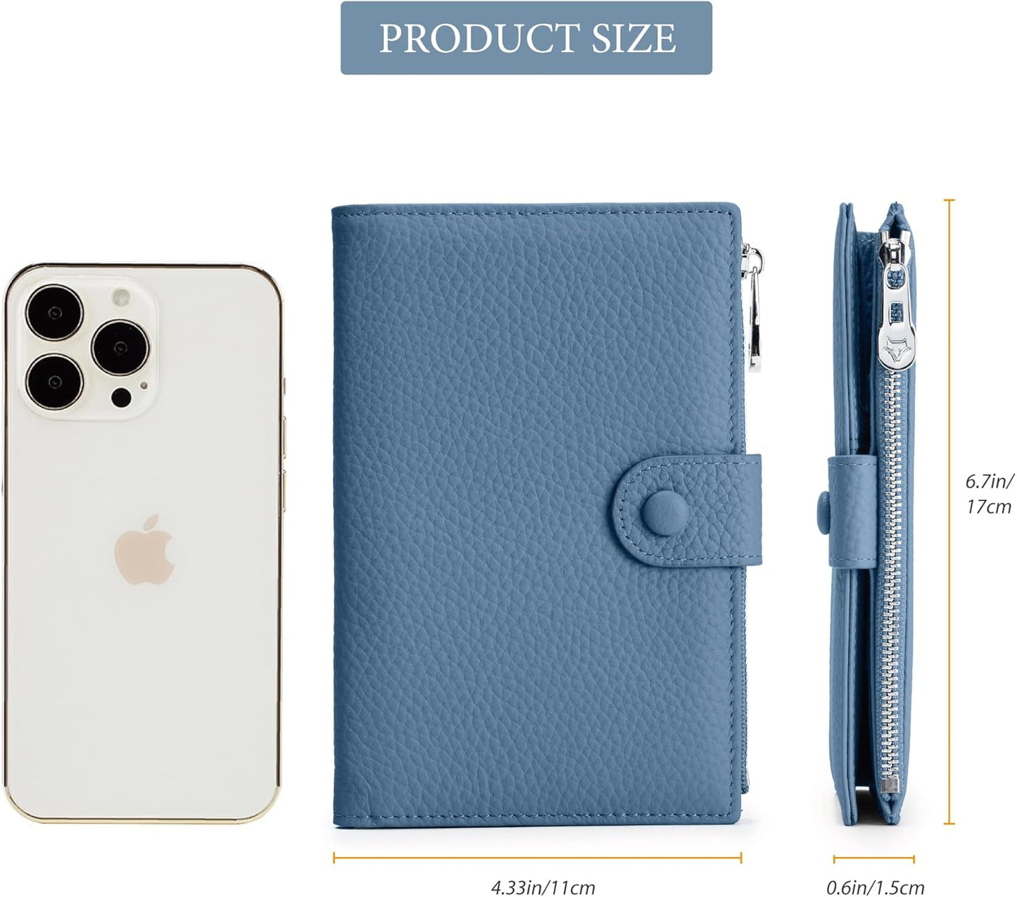 Leather Passport Holder for Women, Slim RFID Blocking Travel Wallet, Compact Passport Wallet with Zippered Coins Pocket and SIM Slots, Ladies Passport Cover Case